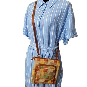 Fossil Patchwork Crossbody Bag - Brown and Tan